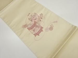 貝桶に菊模様刺繍袋帯